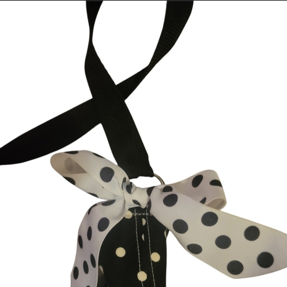 Handmade By Loralie Harris Fabric Panels Bag Polka Dot Black White Whimsical Art - Picture 9 of 16